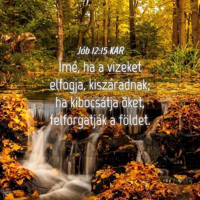 Picture 04 - Jób 12:15 KAR - Ímé, ha a vizeket elfogja, kiszáradnak; ha - Bible Verse Picture
