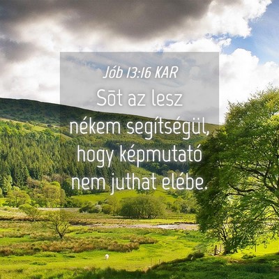 Picture 04 - Jób 13:16 KAR - Sõt az lesz nékem segítségül, hogy - Bible Verse Picture