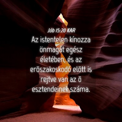 Picture 04 - Jób 15:20 KAR - Az istentelen kínozza önmagát egész - Bible Verse Picture