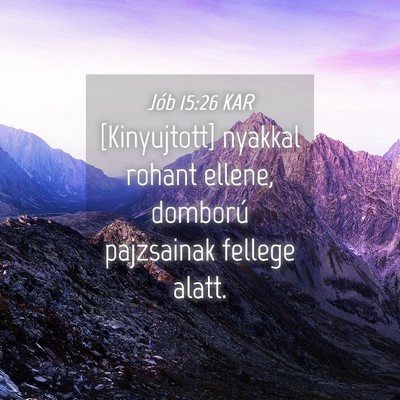 Picture 04 - Jób 15:26 KAR - [Kinyujtott] nyakkal rohant ellene, domború - Bible Verse Picture