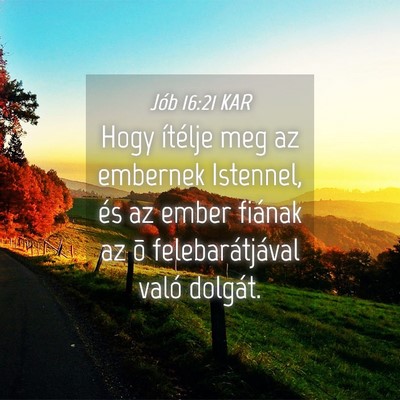 Picture 04 - Jób 16:21 KAR - Hogy ítélje meg az embernek Istennel, és az - Bible Verse Picture