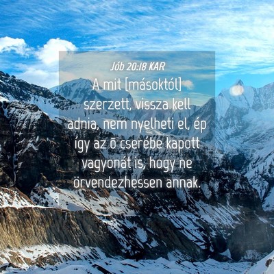 Picture 04 - Jób 20:18 KAR - A mit [másoktól] szerzett, vissza kell adnia, - Bible Verse Picture