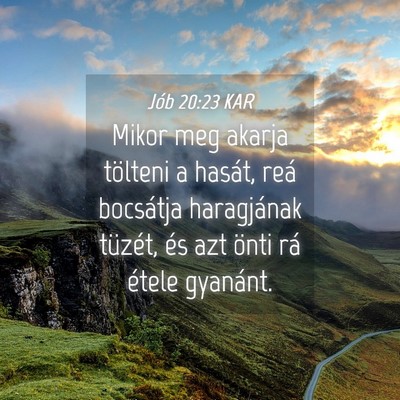 Picture 04 - Jób 20:23 KAR - Mikor meg akarja tölteni a hasát, reá - Bible Verse Picture