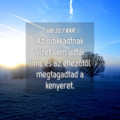 Picture 04 - Jób 22:7 KAR - Az eltikkadtnak vizet sem adtál inni, és az - Bible Verse Picture