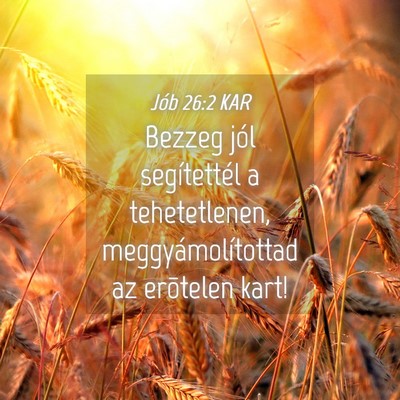 Picture 04 - Jób 26:2 KAR - Bezzeg jól segítettél a tehetetlenen, - Bible Verse Picture