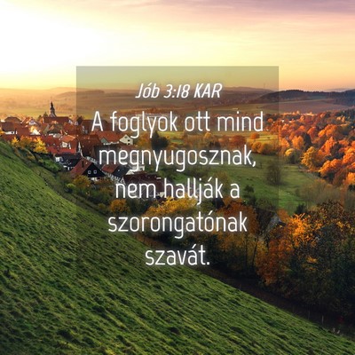 Picture 04 - Jób 3:18 KAR - A foglyok ott mind megnyugosznak, nem hallják a - Bible Verse Picture