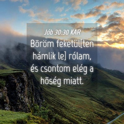 Picture 04 - Jób 30:30 KAR - Bõröm feketül[ten hámlik le] rólam, és - Bible Verse Picture