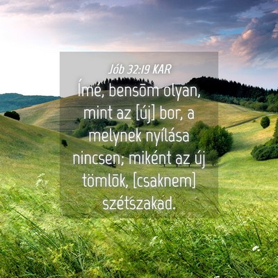 Picture 04 - Jób 32:19 KAR - Ímé, bensõm olyan, mint az [új] bor, a - Bible Verse Picture