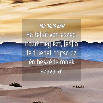 Picture 04 - Jób 34:16 KAR - Ha tehát van eszed, halld meg ezt, [és] a te - Bible Verse Picture