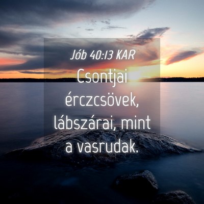 Picture 04 - Jób 40:13 KAR - Csontjai érczcsövek, lábszárai, mint a - Bible Verse Picture