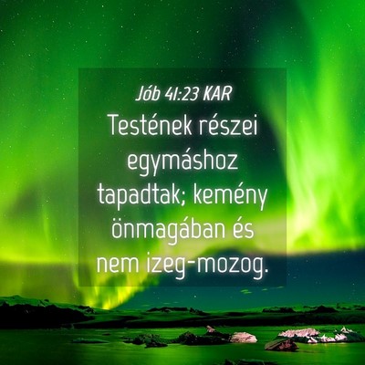 Picture 04 - Jób 41:23 KAR - Testének részei egymáshoz tapadtak; kemény - Bible Verse Picture