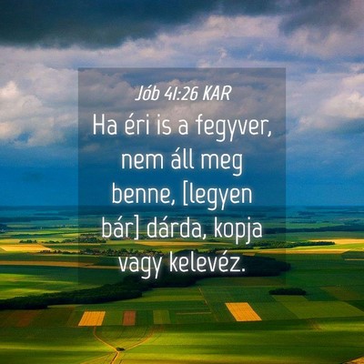 Picture 04 - Jób 41:26 KAR - Ha éri is a fegyver, nem áll meg benne, [legyen - Bible Verse Picture