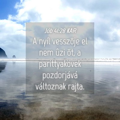 Picture 04 - Jób 41:28 KAR - A nyíl vesszõje el nem ûzi õt, a - Bible Verse Picture