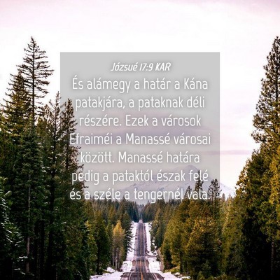 Picture 04 - Józsué 17:9 KAR - És alámegy a határ a Kána patakjára, a - Bible Verse Picture