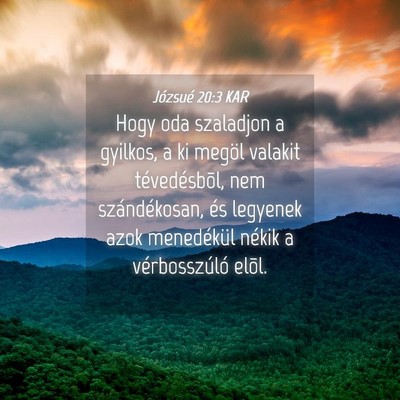 Picture 04 - Józsué 20:3 KAR - Hogy oda szaladjon a gyilkos, a ki megöl valakit - Bible Verse Picture