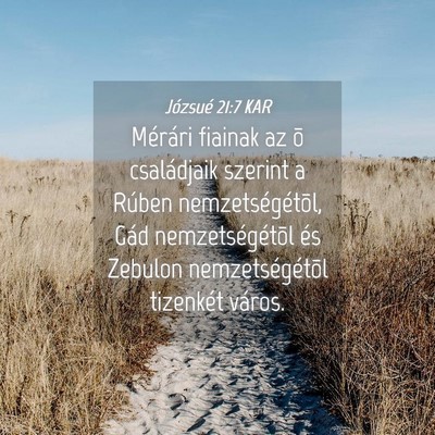 Picture 04 - Józsué 21:7 KAR - Mérári fiainak az õ családjaik szerint a - Bible Verse Picture