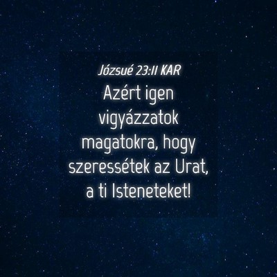 Picture 04 - Józsué 23:11 KAR - Azért igen vigyázzatok magatokra, hogy - Bible Verse Picture