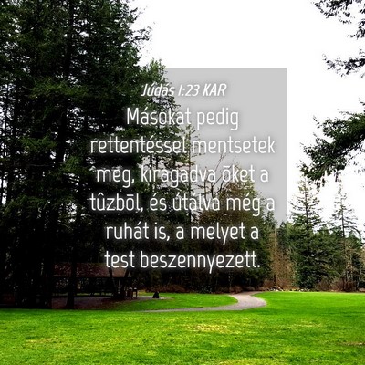 Picture 04 - Júdás 1:23 KAR - Másokat pedig rettentéssel mentsetek meg, - Bible Verse Picture