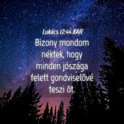 Picture 04 - Lukács 12:44 KAR - Bizony mondom néktek, hogy minden jószága - Bible Verse Picture