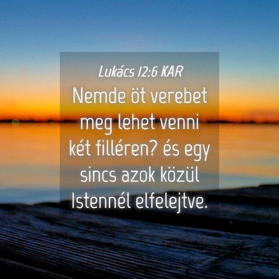 Picture 04 - Lukács 12:6 KAR - Nemde öt verebet meg lehet venni két filléren? - Bible Verse Picture