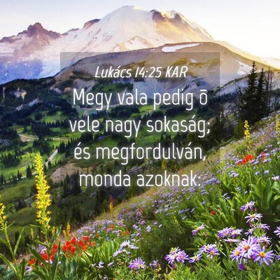 Picture 04 - Lukács 14:25 KAR - Megy vala pedig õ vele nagy sokaság; és - Bible Verse Picture