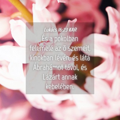 Picture 04 - Lukács 16:23 KAR - És a pokolban felemelé az õ szemeit, kínokban - Bible Verse Picture