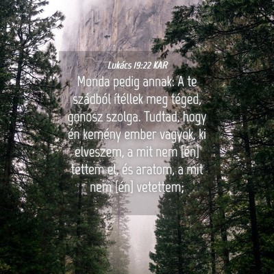 Picture 04 - Lukács 19:22 KAR - Monda pedig annak: A te szádból ítéllek meg - Bible Verse Picture