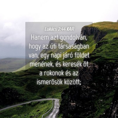 Picture 04 - Lukács 2:44 KAR - Hanem azt gondolván, hogy az úti társaságban - Bible Verse Picture