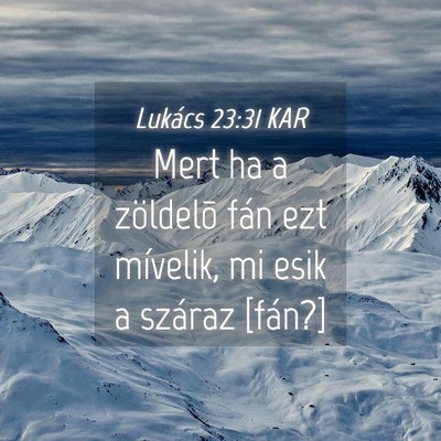 Picture 04 - Lukács 23:31 KAR - Mert ha a zöldelõ fán ezt mívelik, mi esik a - Bible Verse Picture