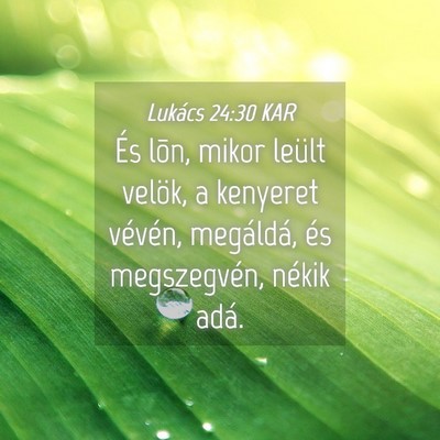 Picture 04 - Lukács 24:30 KAR - És lõn, mikor leült velök, a kenyeret - Bible Verse Picture