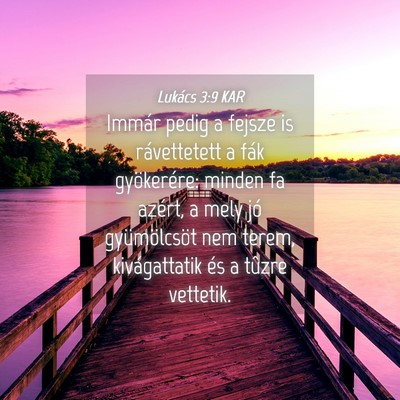 Picture 04 - Lukács 3:9 KAR - Immár pedig a fejsze is rávettetett a fák - Bible Verse Picture