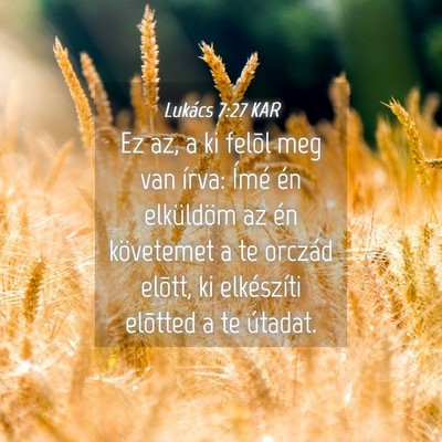 Picture 04 - Lukács 7:27 KAR - Ez az, a ki felõl meg van írva: Ímé én - Bible Verse Picture