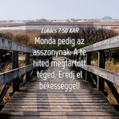 Picture 04 - Lukács 7:50 KAR - Monda pedig az asszonynak: A te hited megtartott - Bible Verse Picture