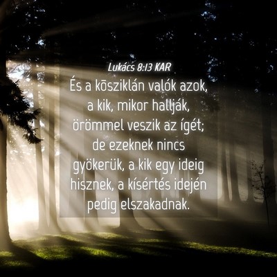 Picture 04 - Lukács 8:13 KAR - És a kõsziklán valók azok, a kik, mikor - Bible Verse Picture