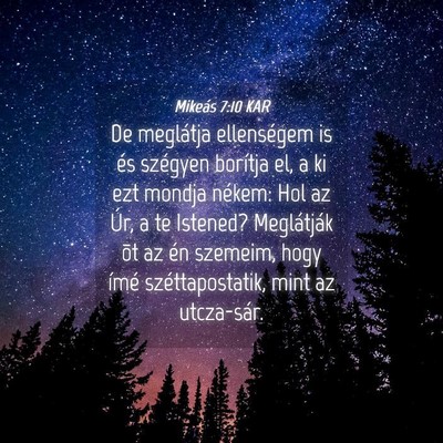 Picture 04 - Mikeás 7:10 KAR - De meglátja ellenségem is és szégyen borítja - Bible Verse Picture