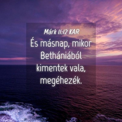 Picture 04 - Márk 11:12 KAR - És másnap, mikor Bethániából kimentek vala, - Bible Verse Picture