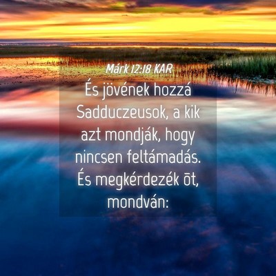 Picture 04 - Márk 12:18 KAR - És jövének hozzá Sadduczeusok, a kik azt - Bible Verse Picture