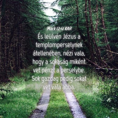 Picture 04 - Márk 12:41 KAR - És leülvén Jézus a templomperselynek - Bible Verse Picture