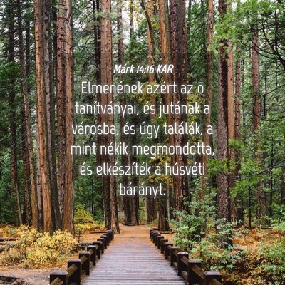 Picture 04 - Márk 14:16 KAR - Elmenének azért az õ tanítványai, és - Bible Verse Picture