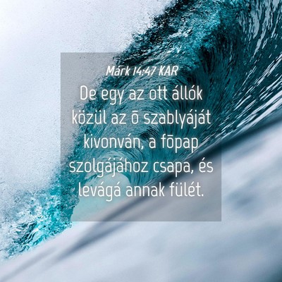 Picture 04 - Márk 14:47 KAR - De egy az ott állók közül az õ szablyáját - Bible Verse Picture