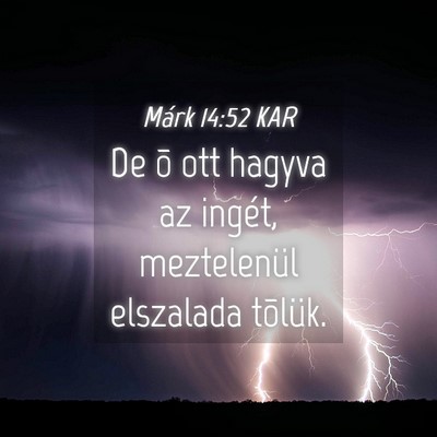 Picture 04 - Márk 14:52 KAR - De õ ott hagyva az ingét, meztelenül elszalada - Bible Verse Picture