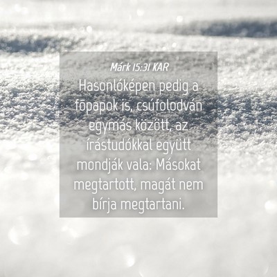 Picture 04 - Márk 15:31 KAR - Hasonlóképen pedig a fõpapok is, csúfolodván - Bible Verse Picture