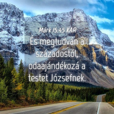 Picture 04 - Márk 15:45 KAR - És megtudván a századostól, odaajándékozá - Bible Verse Picture