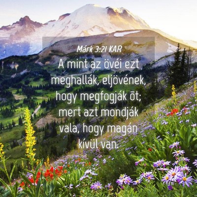 Picture 04 - Márk 3:21 KAR - A mint az övéi ezt meghallák, eljövének, - Bible Verse Picture