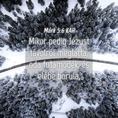 Picture 04 - Márk 5:6 KAR - Mikor pedig Jézust távolról meglátta, oda - Bible Verse Picture