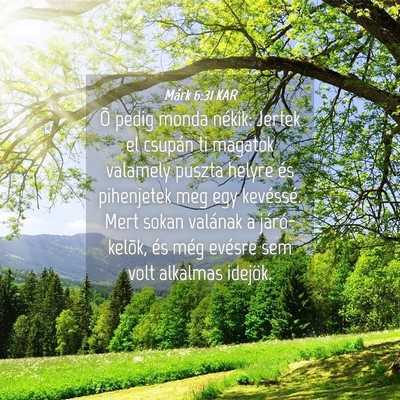 Picture 04 - Márk 6:31 KAR - Õ pedig monda nékik: Jertek el csupán ti - Bible Verse Picture