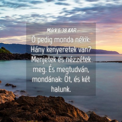 Picture 04 - Márk 6:38 KAR - Õ pedig monda nékik: Hány kenyeretek van? - Bible Verse Picture