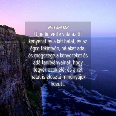Picture 04 - Márk 6:41 KAR - Õ pedig vette vala az öt kenyeret és a két - Bible Verse Picture