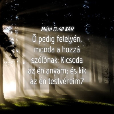 Picture 04 - Máté 12:48 KAR - Õ pedig felelvén, monda a hozzá szólónak: - Bible Verse Picture