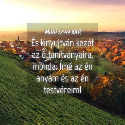 Picture 04 - Máté 12:49 KAR - És kinyujtván kezét az õ tanítványaira, - Bible Verse Picture